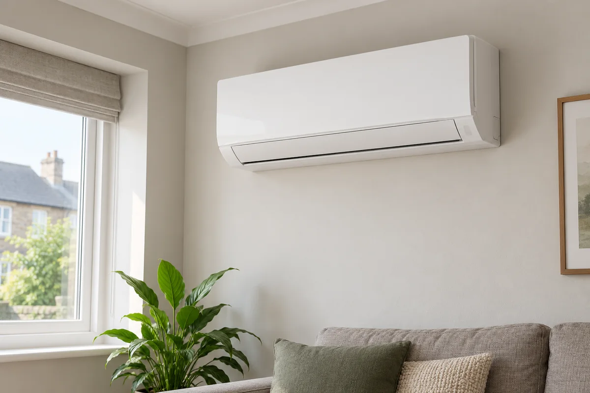 Illustration of a wall-mounted air-conditioning unit